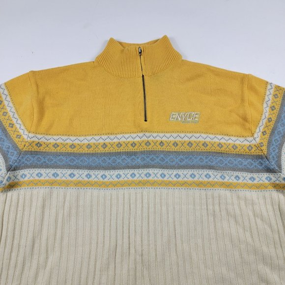 Enyce Winter Sports 1/4 Zip Beige Yellow Pull Over Winter Themed Adults XL - Picture 5 of 10